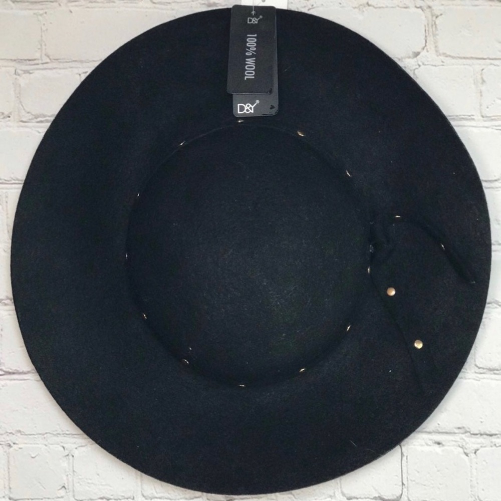NEW W TAGS - BLACK WOOL WIDE BRIMMED FLOPPY LADIES HAT